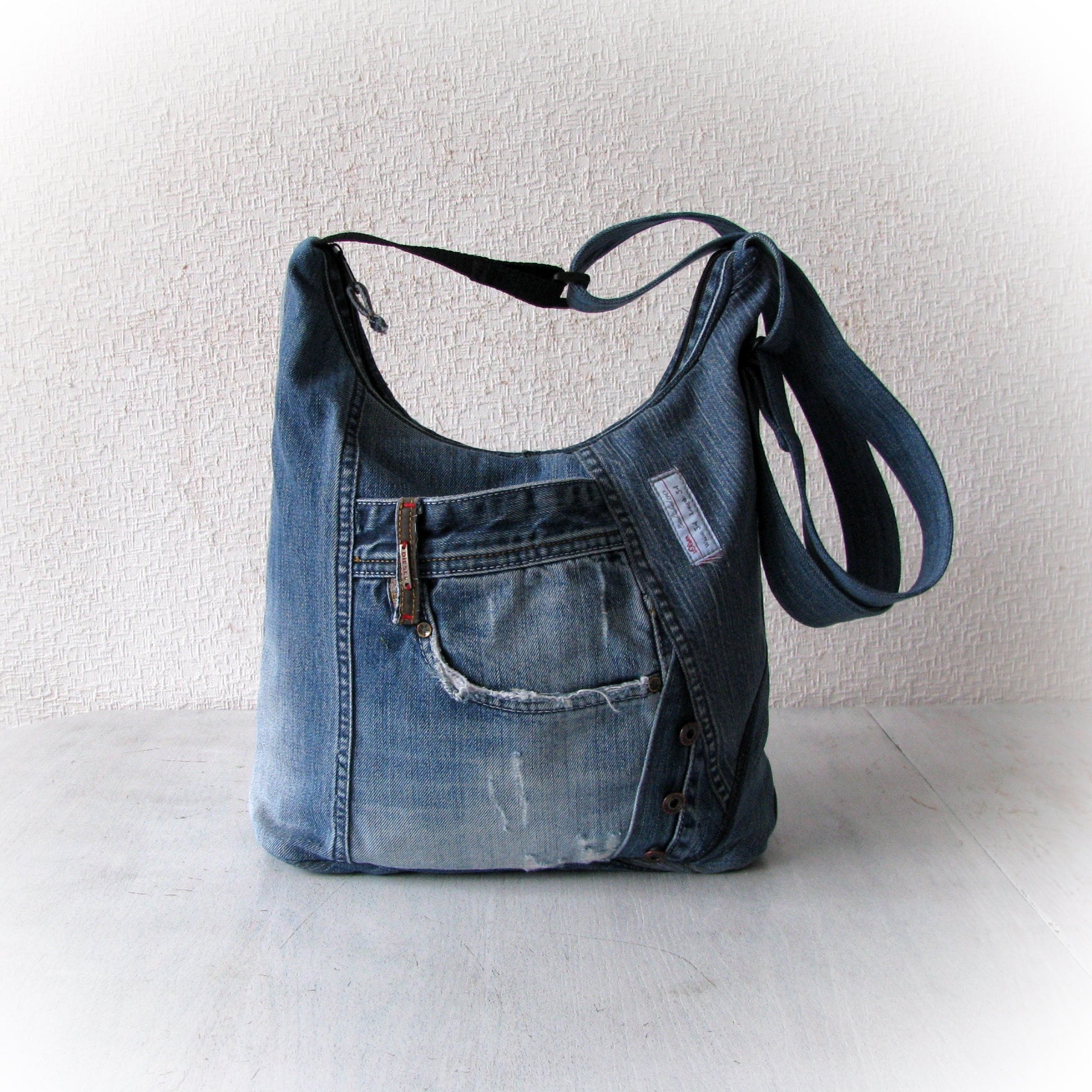 Upcycled jeans crossbody bag recycled denim sling bag jean Etsy