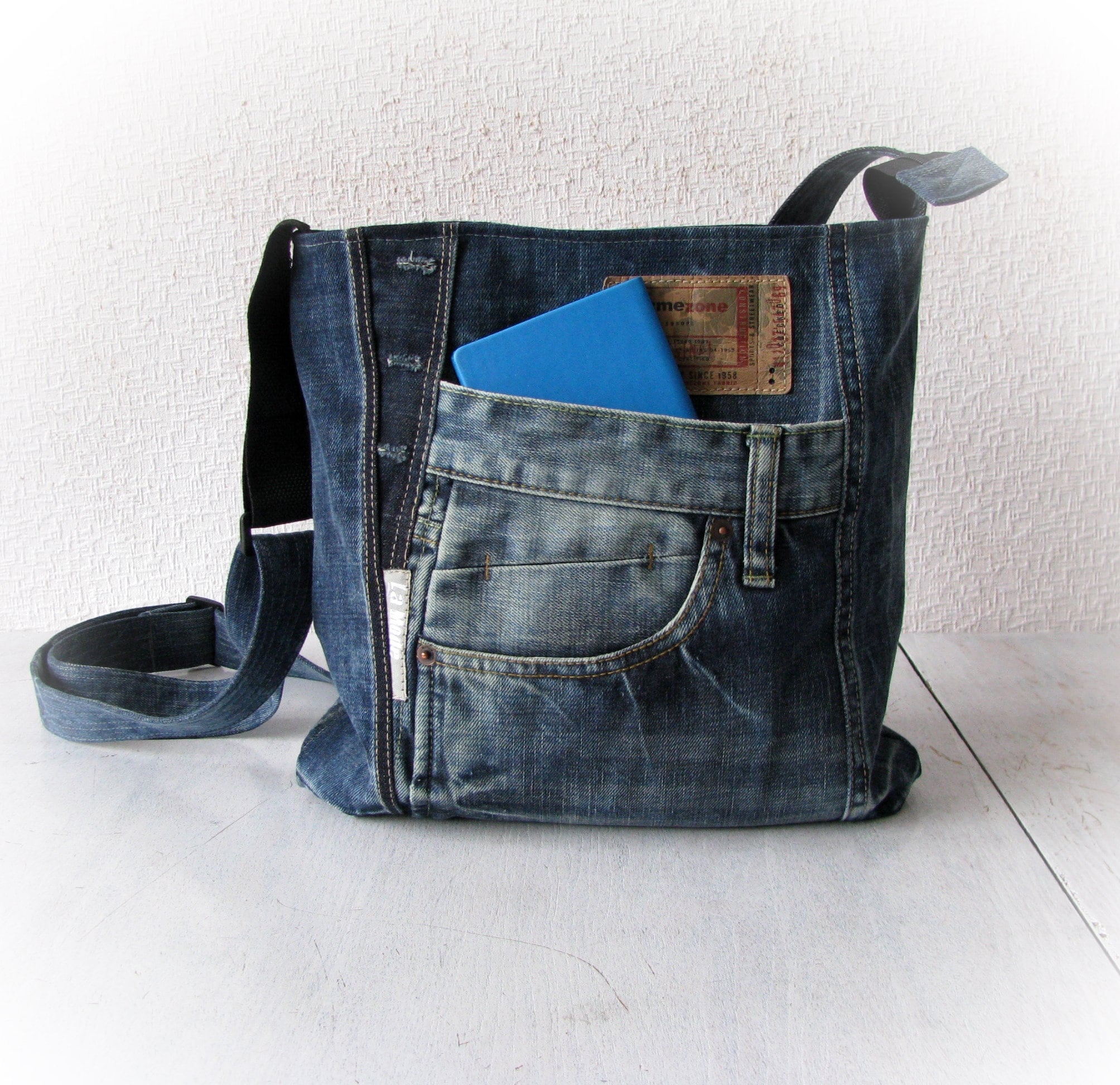 Upcycled jeans crossbody bag recycled denim sling bag jean Etsy