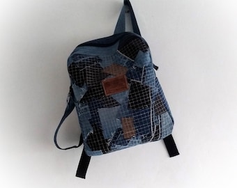 Upcycled Denim Backpack: Patchwork Recycled Jeans Rucksack