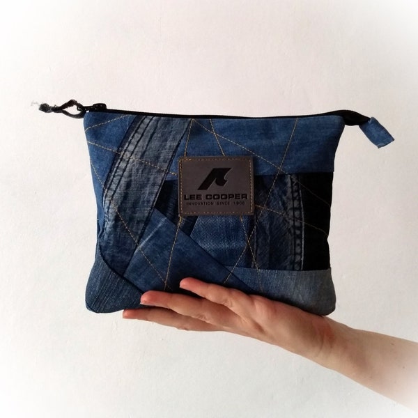 Recycelte Jeans-Make-up-Tasche, Reißverschlusstasche, Reisetasche, Jeans-Make-up-Tasche