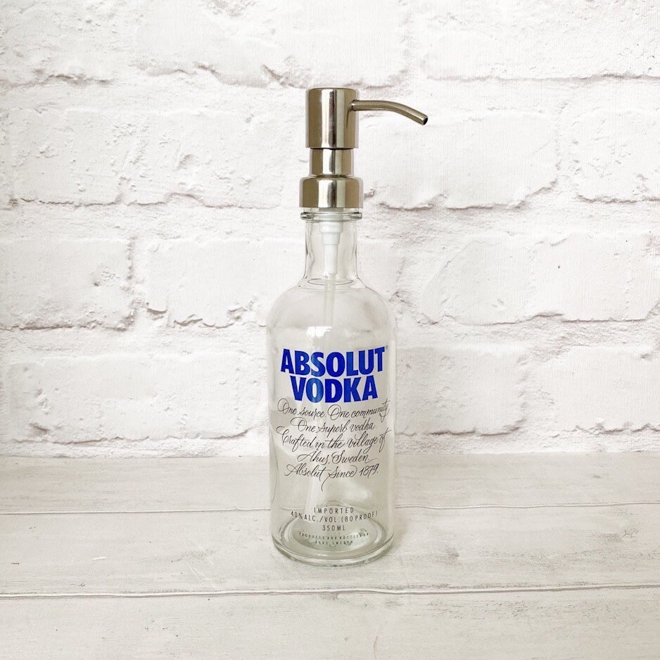 Absolut Vodka Bottle Soap Pump Dispenser Upcycled Bottle Etsy Uk