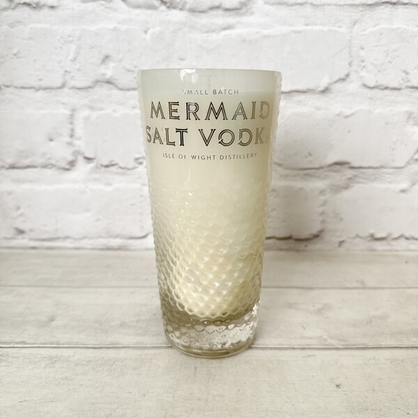 Mermaid Salt Vodka Candle Upcycled Original Bottle