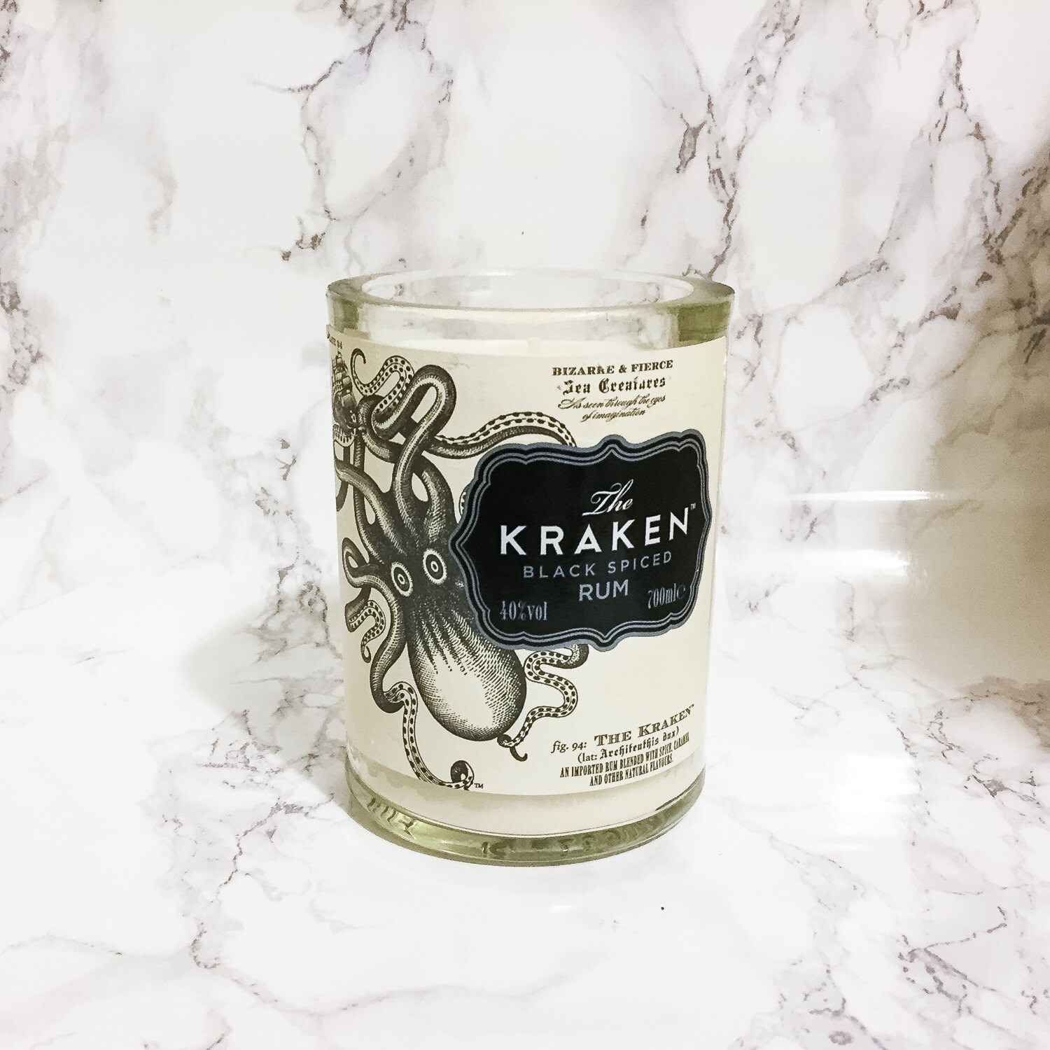 Kraken Spiced Rum Bottle Candle Upcycled Original Bottle Etsy