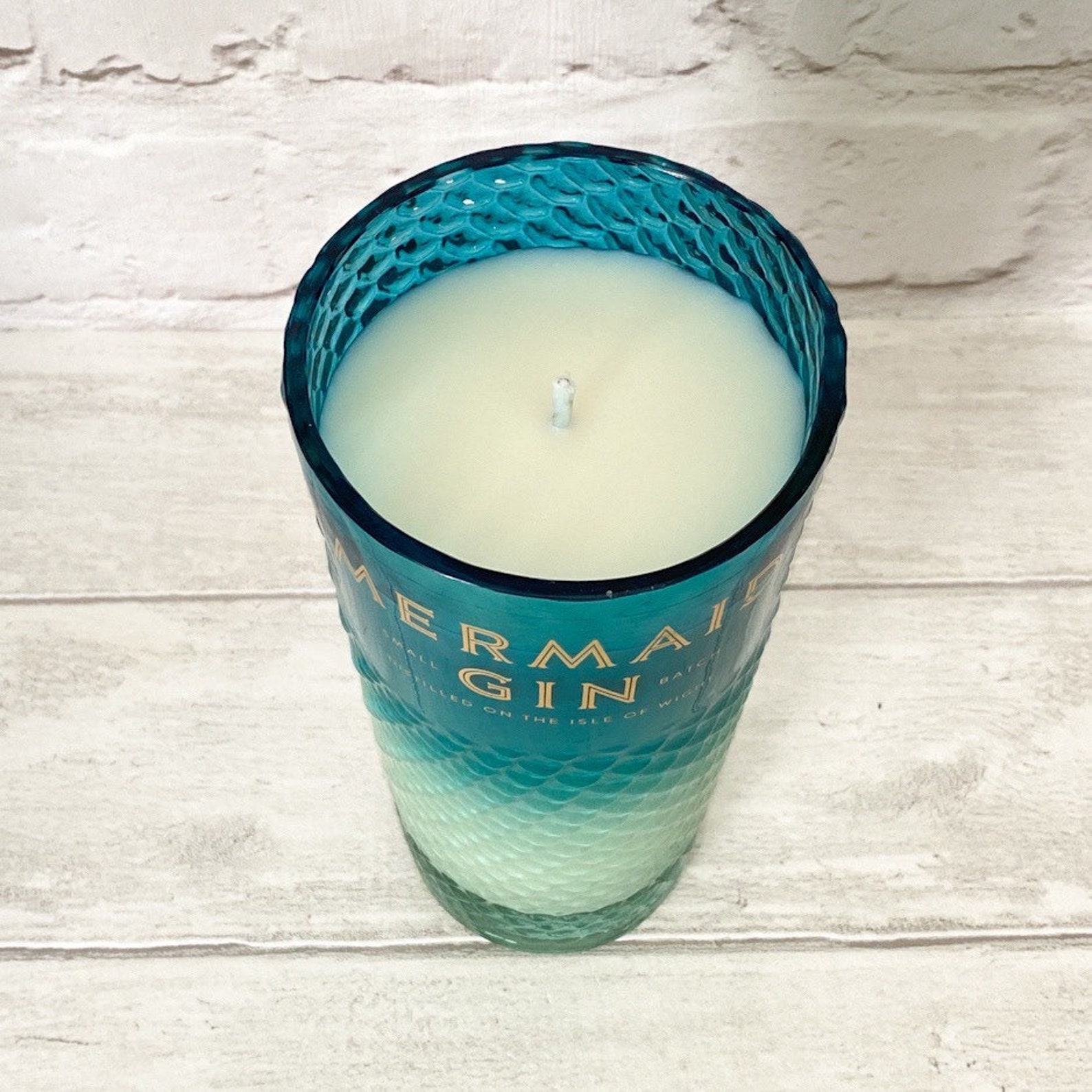 Mermaid Gin Bottle Candle Upcycled Original Bottle Etsy