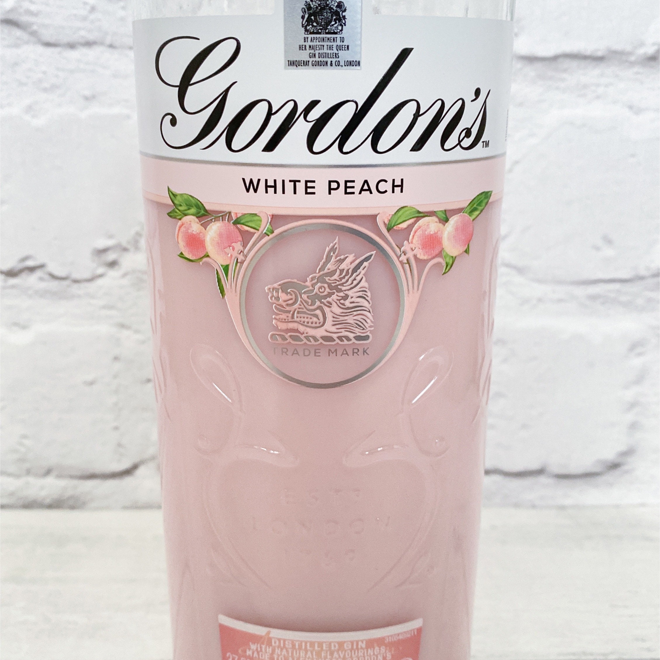 Gordons White Peach Gin Bottle Candle Upcycled Original Bottle Etsy