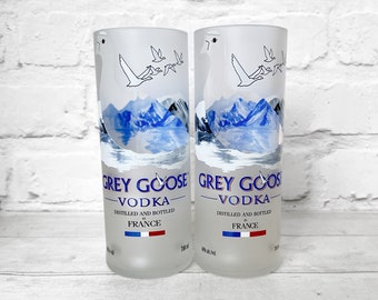 Pair of Tall Grey Goose Vodka Bottle Tumblers