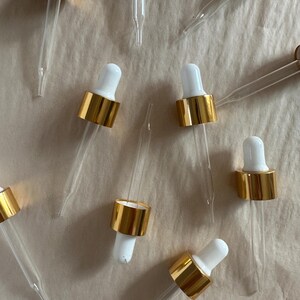 Dropper with Gold Aluminum Collar & White Bulb 18-415, with 75mm Glass Pipette