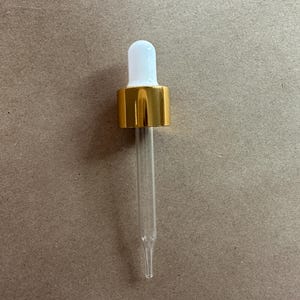 Dropper with Gold Aluminum Collar & White Bulb 18-415, with 90mm Glass Pipette