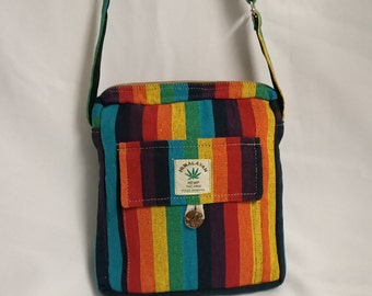 Small Unisex Boho Hippie Vegan Cotton Pride Travel shoulder bag