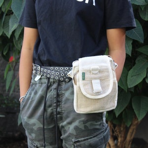 Hennep tas unisex taille tas crossbody tas bumbag fanny pack heuptas paspoort tas Eco Vegan reisgeld portemonnee