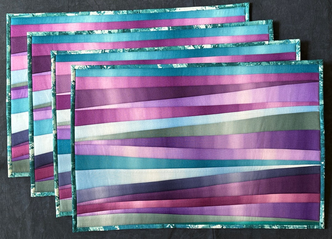 Teal Purple and Blue Placemats Set of Four Etsy
