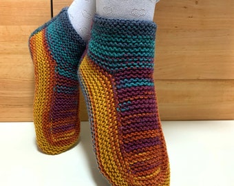 Calcetines pantuflas de punto arcoíris: pantuflas de mezcla de lana