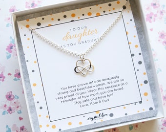 Graduation Gift For Daughter, Sterling Silver Infinity Heart Necklace, Grad Gift Ideas, Grad Gifts 2024, Personalized Gifts