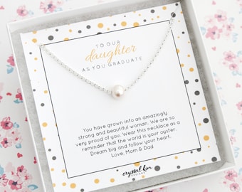 Graduation Gift For Daughter, Sterling Silver Pearl Necklace, Grad Gift Ideas, Grad Gifts 2024, Personalized Gifts