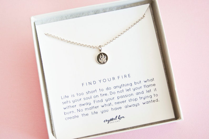 Motivational Jewelry Daughter Gift Girl Boss Gift Find Your Fire Necklace Element Necklace Be Fearless Jewelry Graduation Gift