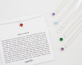 Self Love Necklace, Dainty Birthstone Necklace, Birthstone Jewelry, Meaningful Jewelry, Gifts for Yourself, Galentines Day, Valentines Day