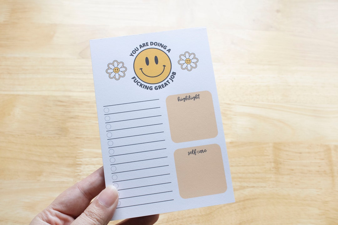 Funny Notepad, Smiley Notepad, Encouraging Gift, to Do List, Self Care