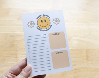 Funny Notepad, Smiley Notepad, Encouraging Gift, To Do List, Self Care Notepad, Mental Health, Lists, Handmade Notepad