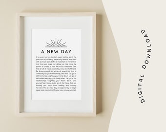 Digital Download Wall Art, A New Day Quote Wall Art, Inspirational Wall Art, Healing Wall Art, New Beginnings Print, Gifts for Her, 2024