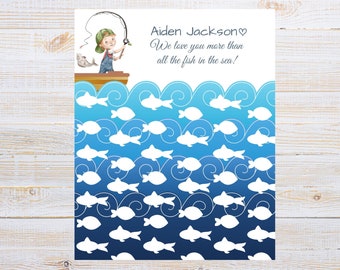 Fishing baby shower, printable baby shower guestbook, fishing nursery, boy baby shower, custom baby shower guestbook,digital download