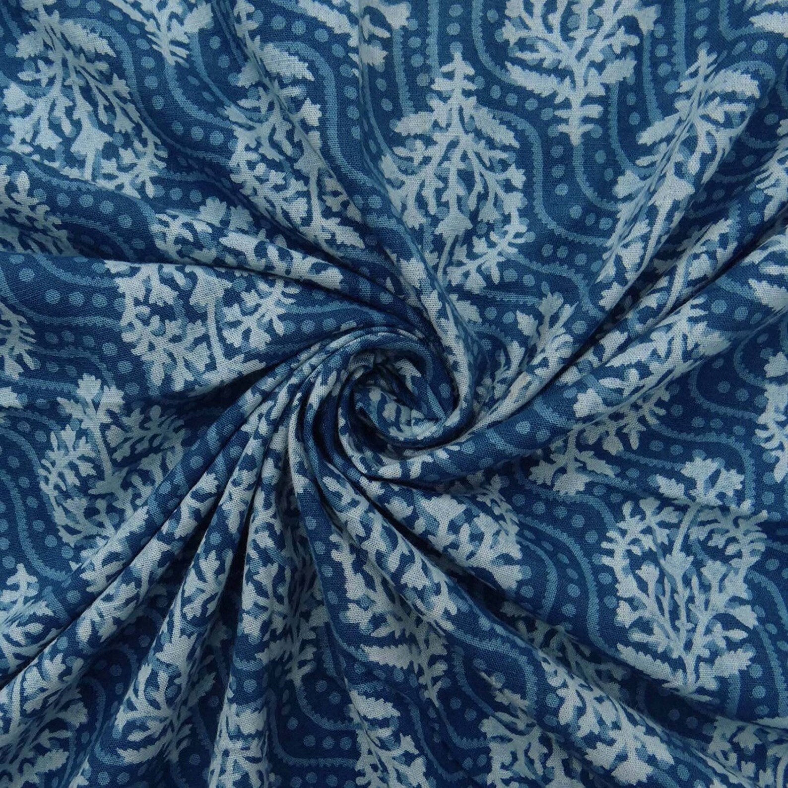Upholstery Fabric Hand Block Print Blue Fabric Quilting Etsy