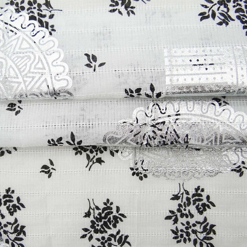 44 Inch Designer Fabric By The Yard ZBC7804A Dress Fabric Rubber Print Sewing Crafts Home Decor Fabric White Cotton Fabric