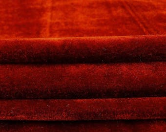 Rust Orange Velvet Fabric, Dress Material, Quilting Fabric, Home Accessories, 58" Inch Wide Fabric By The Yard ZVE124A