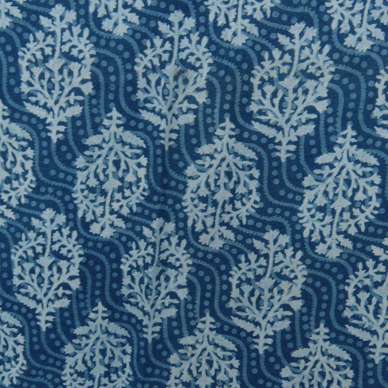 Upholstery Fabric Hand Block Print Blue Fabric Quilting Etsy