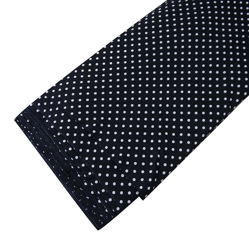 Polyester Dress Sewing Crafts Accessories White Polka Dots 56 Inch Polyester Fabric By The Yard ZBP35A Black Fabric