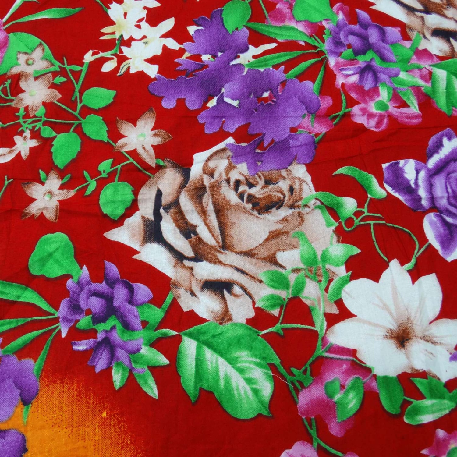 Quilting Cotton Fabric Floral Print Red Fabric Dressmaking Etsy