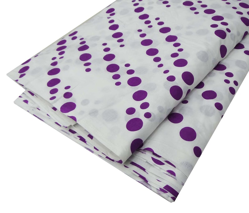 42 Inch Cotton Fabric By The Yard ZBC7268B White Fabric Dressmaking Fabric Home Accessories Purple Polka Dot Decor Fabric