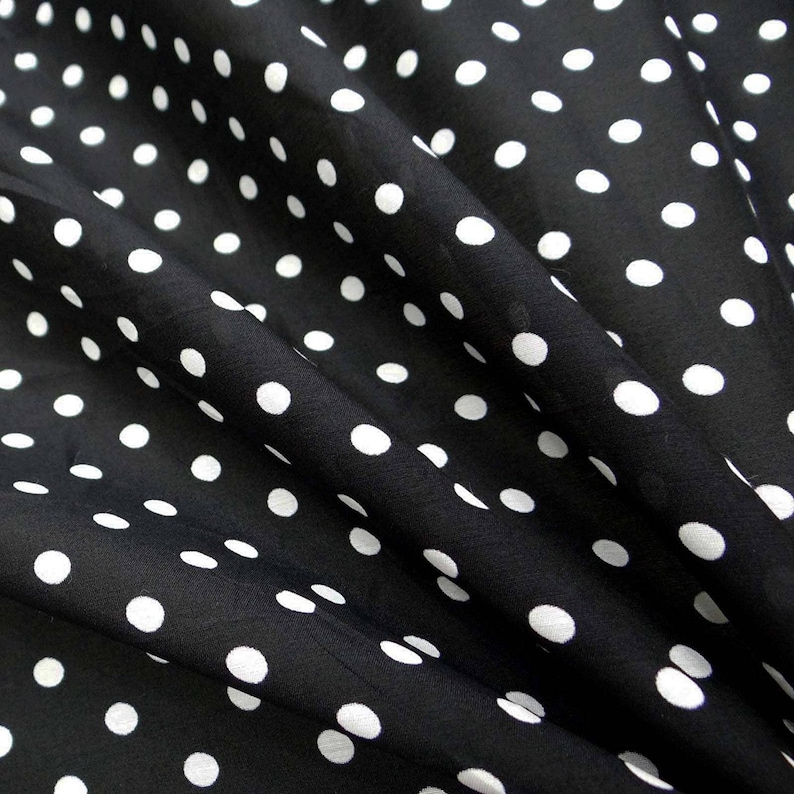Polyester Dress Sewing Crafts Accessories White Polka Dots 56 Inch Polyester Fabric By The Yard ZBP35A Black Fabric