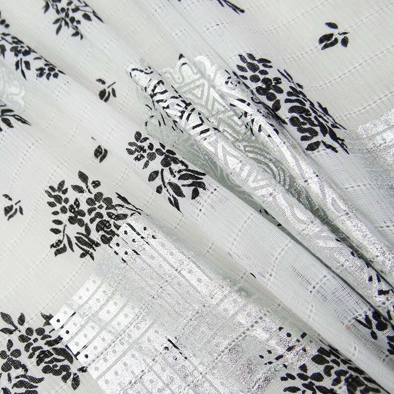 44 Inch Designer Fabric By The Yard ZBC7804A Dress Fabric Rubber Print Sewing Crafts Home Decor Fabric White Cotton Fabric