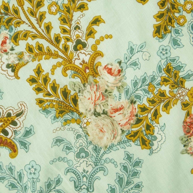 Light Sea Green Fabric Sewing Fabric Floral Print 44 Inch Cotton Fabric By The Yard ZBC8060A Handcrafted Dressmaking Fabric