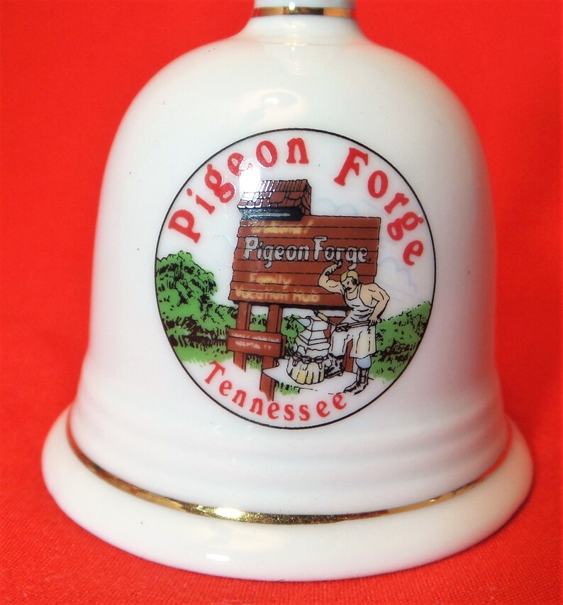 PIGEON TENNESSEE Porcelain Souvenir Bell With Gold Trim Etsy