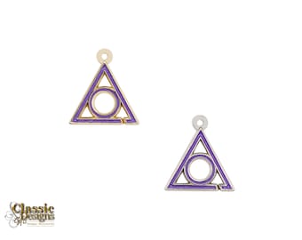 Ladies of the Circle of Perfection-LOCOP Charm in Silver or Gold-Purple Broken Triangle & Circle-Masonic Council of Royal and Select Master