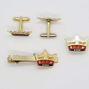 Masonic KYCH-Knights of the York Cross of Honour 3pc Tie Clip-Cufflinks-Lapel Pin Set, KYCH Jewelry, KYCH Suit & Tie Accessories, Freemasons
