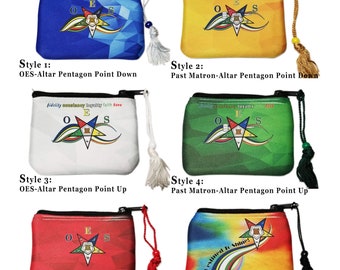 OES Masonic Coin Purse: Two-Sided Neoprene Zippered Pouch