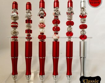Crimson and Cream Pens, Elephant Charms,  Custom Luxury Pens, Rhinestones, Paraphernalia, Sorority, Line Sisters, Greek Crossing Gifts