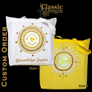 Custom Rhinestone Tote Bag: Personalized Golden Circle Design