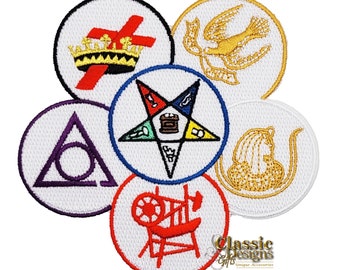 OES Masonic Embroidery Patch: Order of the Eastern Star Iron-On (4 inch) with Pentagon Up
