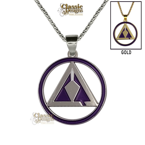 Masonic Council of Royal and Select Masters Large 1.5-inch Mens Necklace, with 24-inch Silver Stainless Steel Box Chain, York Rite Jewelry