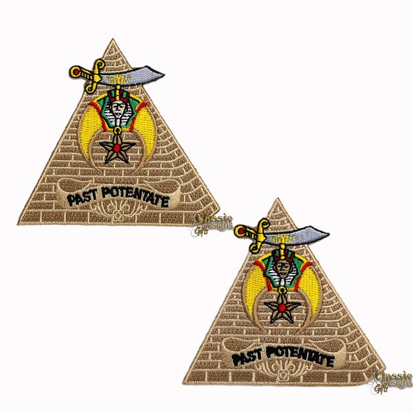 3" Shriners Past Potentate Embroidery Iron-On/Sew-On Patch, Masonic Shriners Embroidered Patch, Pyramid, Iron-On Applique