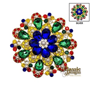 OES Order of the Eastern Crystal Brooch with Pearls on Gold, OES Large 3-inch Rhinestone Brooch with 5-Star Point Colors, OES Gift Ideas