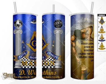 Freemason Masonic Tumbler: Custom Stainless Steel Travel Mug