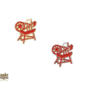 Heroines of Jericho-HOJ Masonic Charms in Silver and Gold Tone - Red Spinning Wheel Charms facing left - Royal Arch Masons Ladies Auxiliary