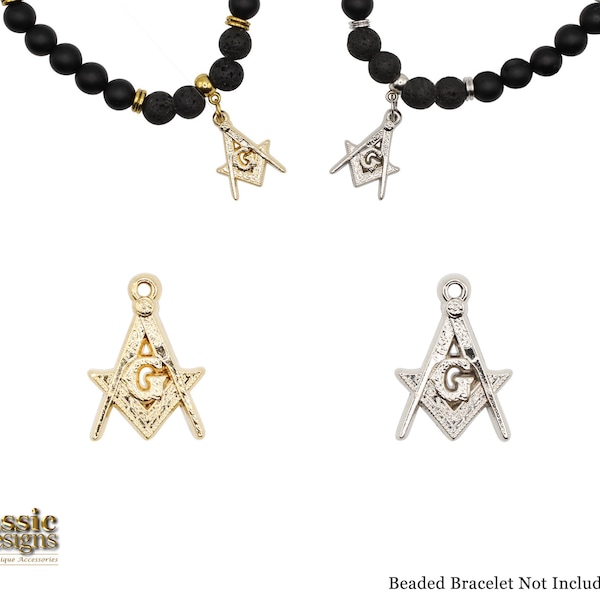 Masonic Square and Compass Charms in Silver and Gold Tone, Small Masonic Charm for Bracelets, Freemason Jewelry