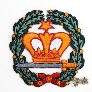 Order of the Amaranth Embroidery Iron On/Sew On Patch, OES Embroidered Patch, Amaranthine Wreath surrounding the Crown and Sword