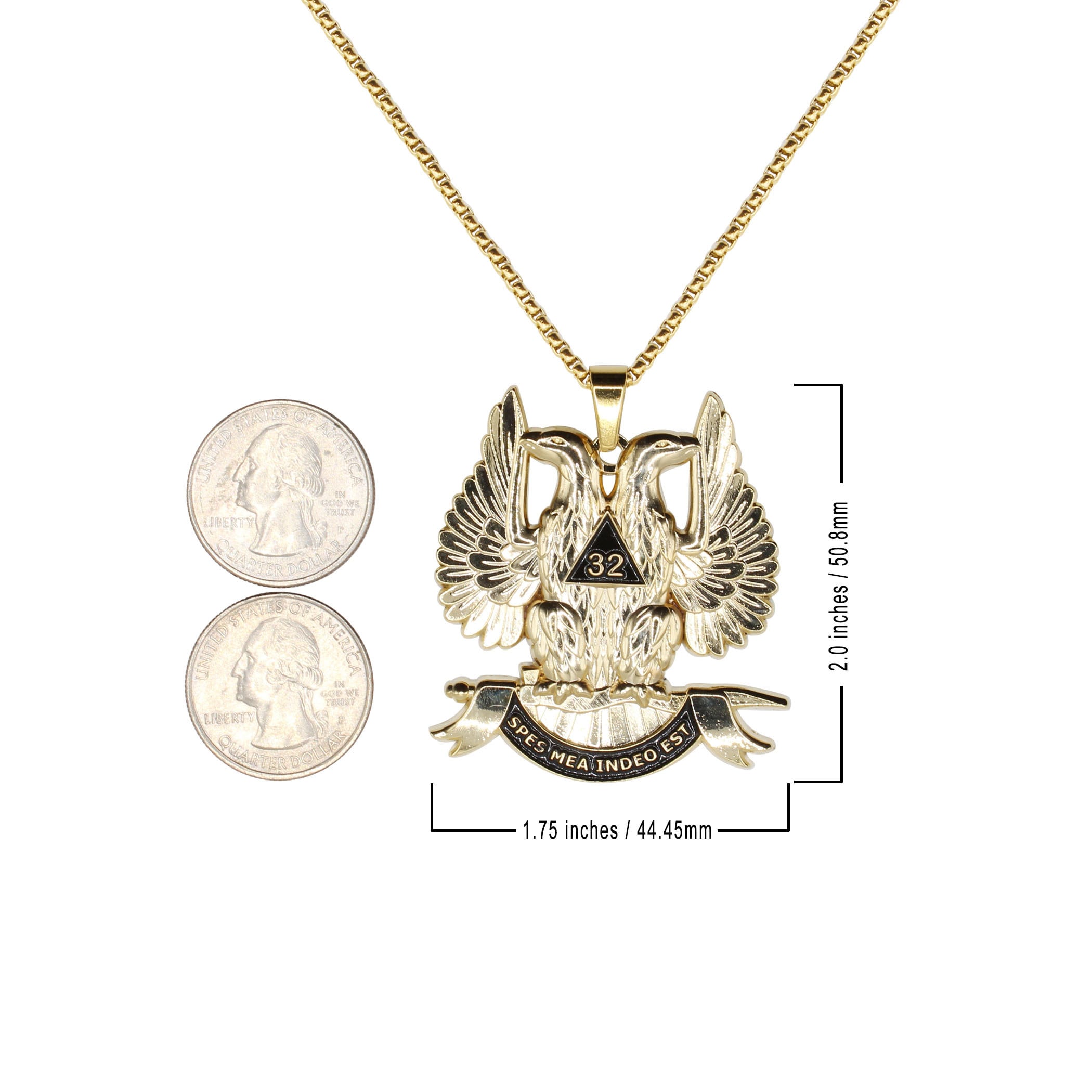 フリーメーソン　額付き　アンティーク　ヴィンテージ スコティッシュライト32階級フリーメーソンペンダント：ゴールドトーン