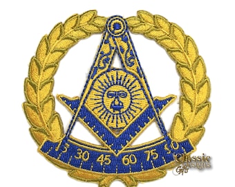 Masonic Embroidered Patch: Grand Lodge Officer Square Compass Symbol